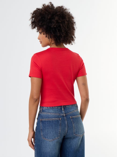 Tee-shirt crop top basique - Kiabi