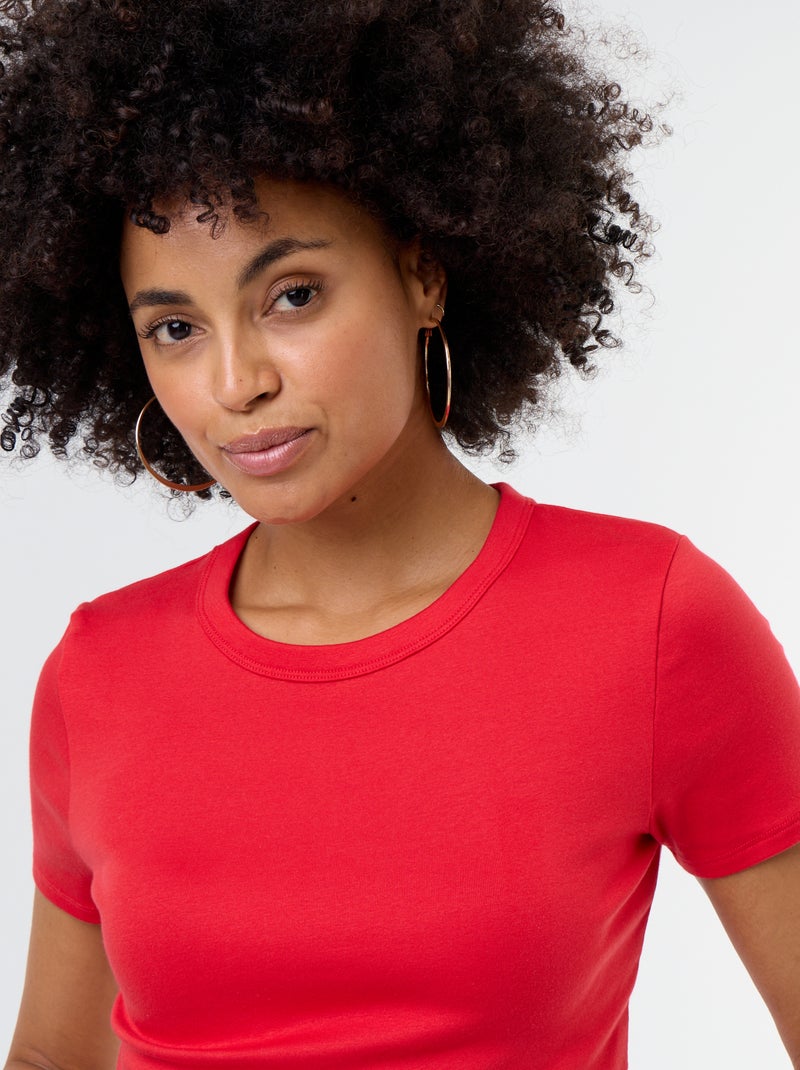 Tee-shirt crop top basique Rouge - Kiabi