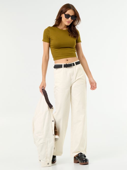 Tee-shirt crop top basique - Kiabi