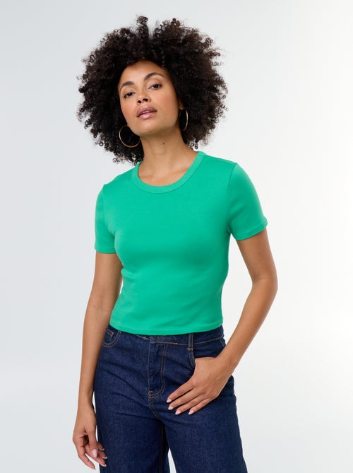 Tee-shirt crop top basique - Kiabi