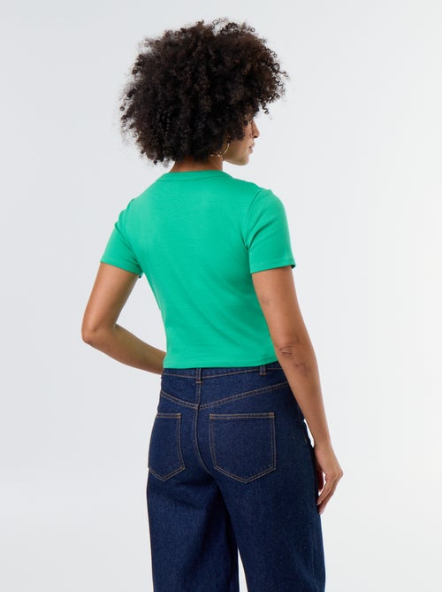 Tee-shirt crop top basique - Kiabi