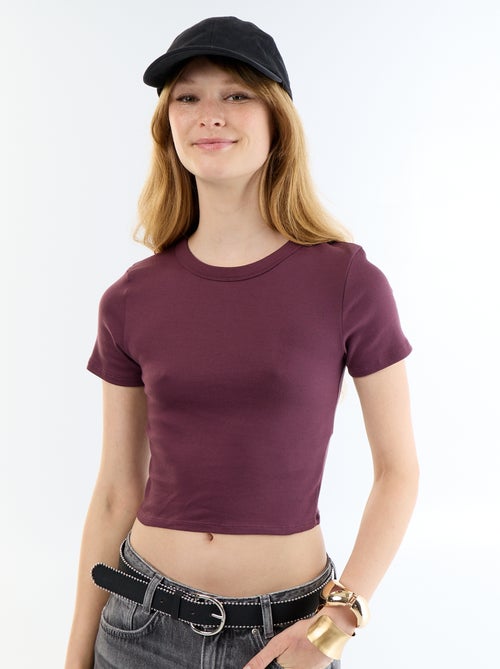 Tee-shirt crop top basique - Kiabi