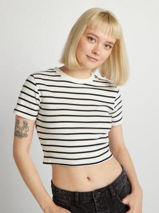 Tee-shirt crop top marinière