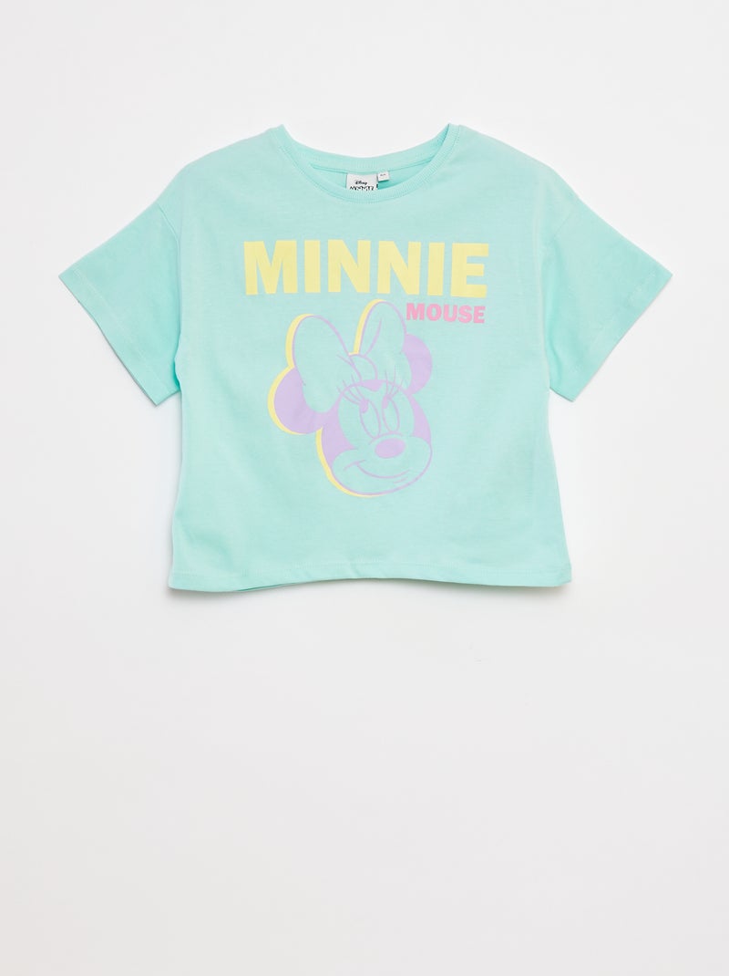 Tee-shirt crop top 'Minnie' Bleu - Kiabi