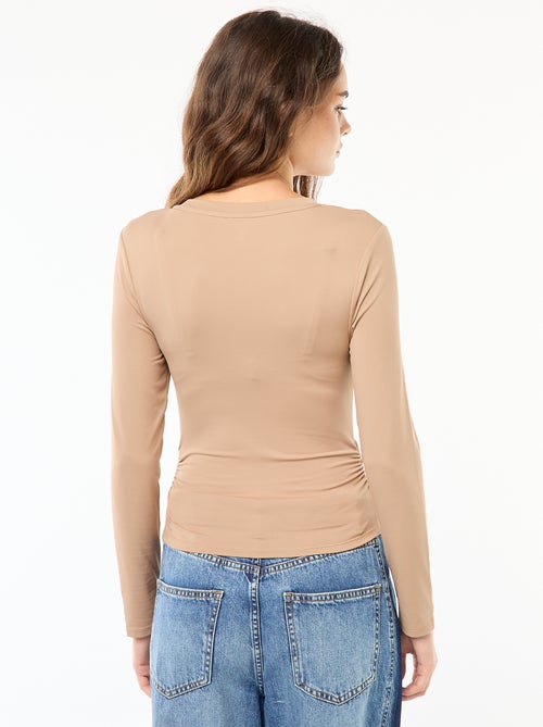Tee-shirt cropped avec effet froissé - Kiabi