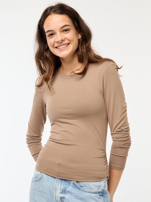 Tee-shirt cropped avec effet froissé - Kiabi