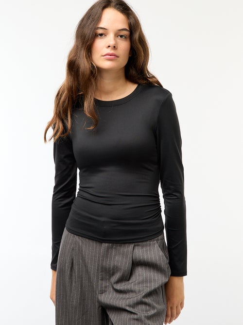 Tee-shirt cropped avec effet froissé - Kiabi