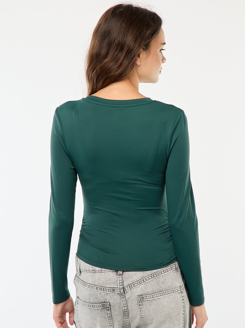 Tee-shirt cropped avec effet froissé Vert - Kiabi