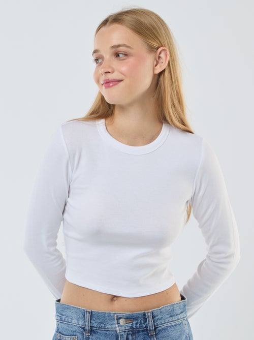 Tee-shirt cropped basique - Kiabi