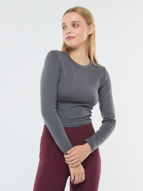 Tee-shirt cropped basique - Kiabi
