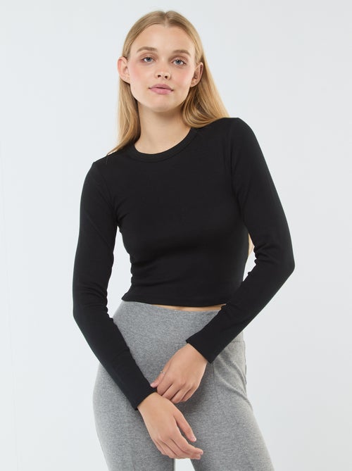 Tee-shirt cropped basique - Kiabi