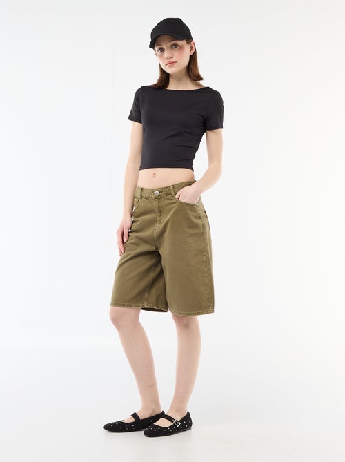 Tee-shirt cropped décolleté carré au dos - Kiabi