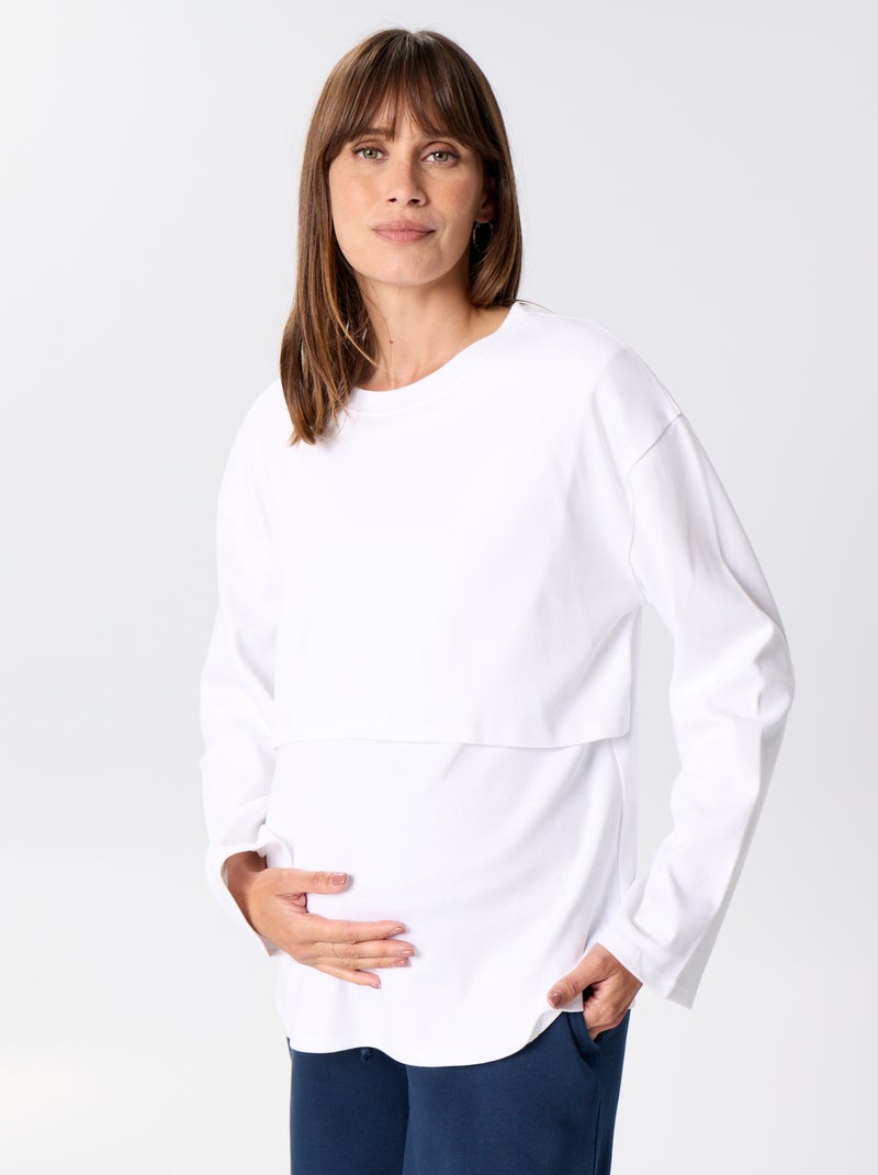 Tee-shirt d'allaitement à manches longues Blanc - Kiabi