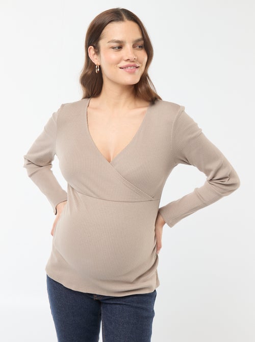Tee-shirt d'allaitement cache-coeur - Kiabi