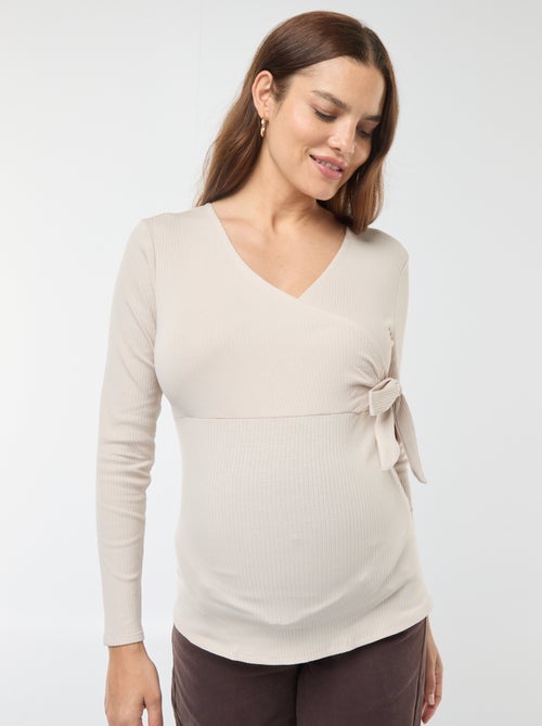 Tee-shirt d'allaitement cache-coeur - Kiabi