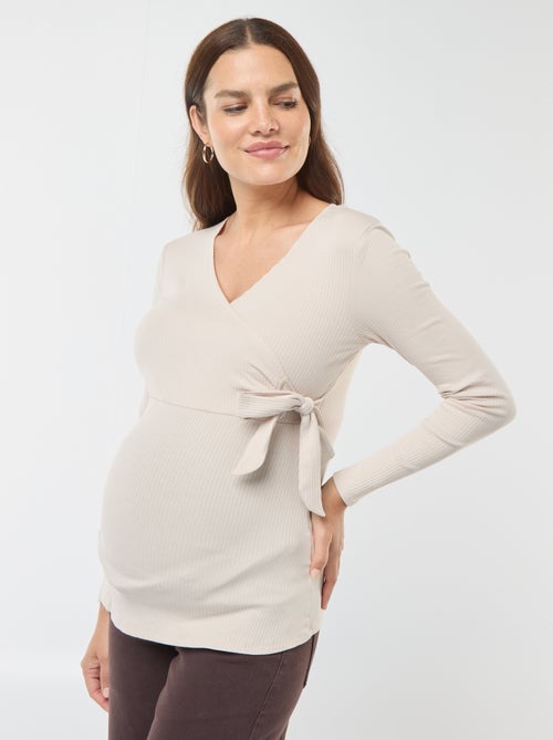 Tee-shirt d'allaitement cache-coeur - Kiabi