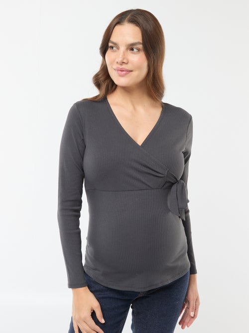 Tee-shirt d'allaitement cache-coeur - Kiabi
