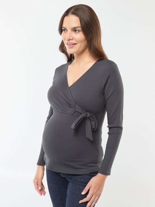 Tee-shirt d'allaitement cache-coeur - Kiabi