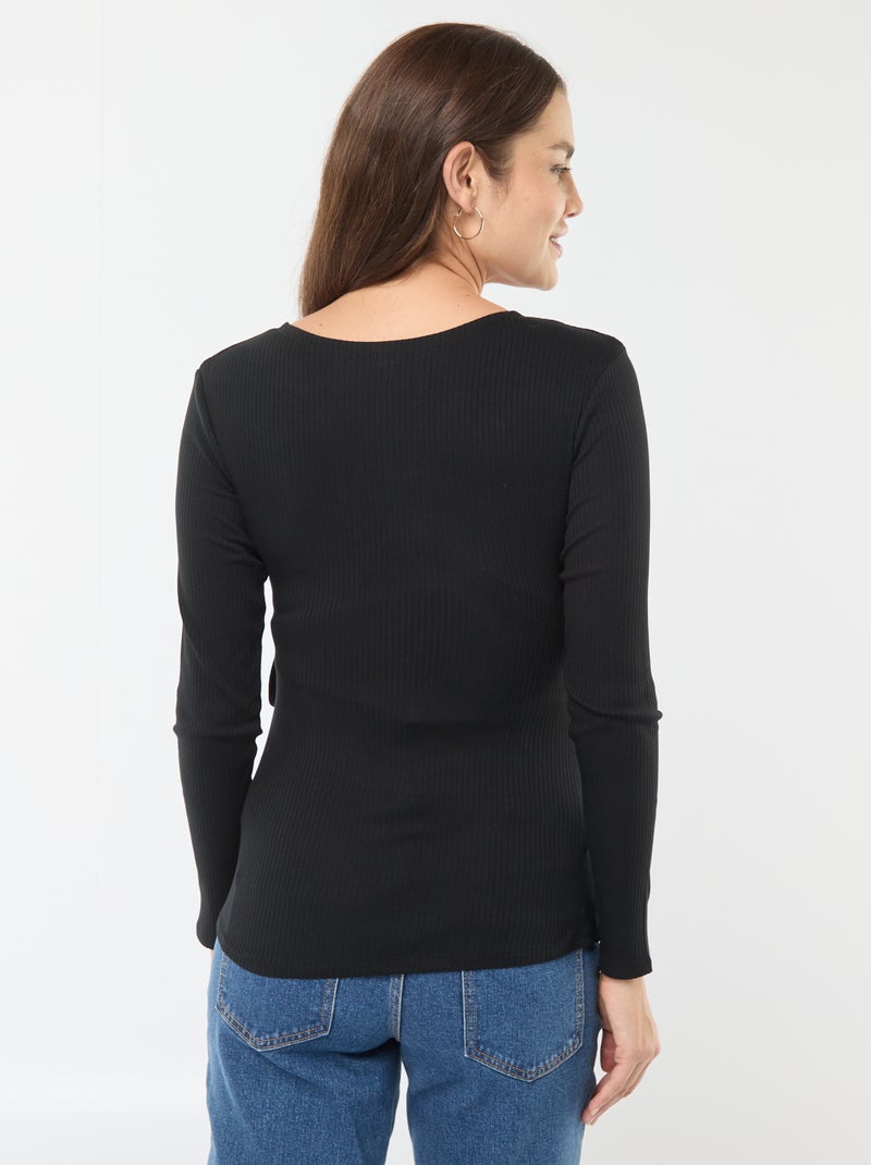 Tee-shirt d'allaitement cache-coeur Noir - Kiabi