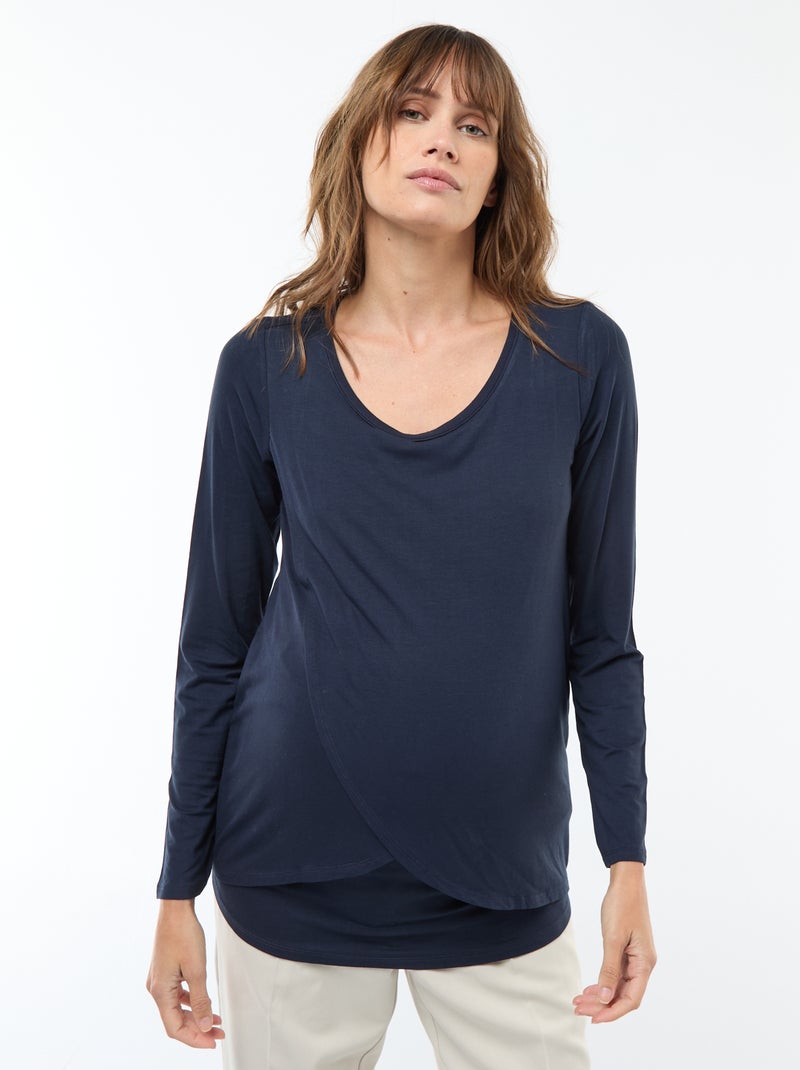 Tee-shirt d'allaitement chiné Bleu - Kiabi