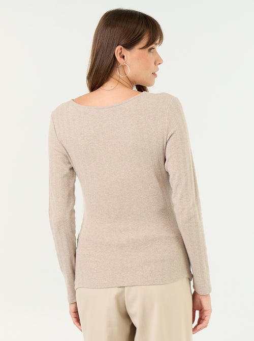Tee-shirt d'allaitement col cache-coeur - Kiabi