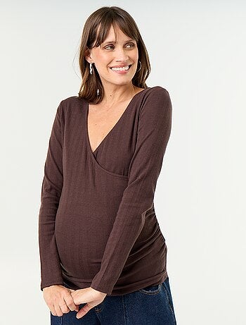 Tee-shirt d'allaitement col cache-coeur