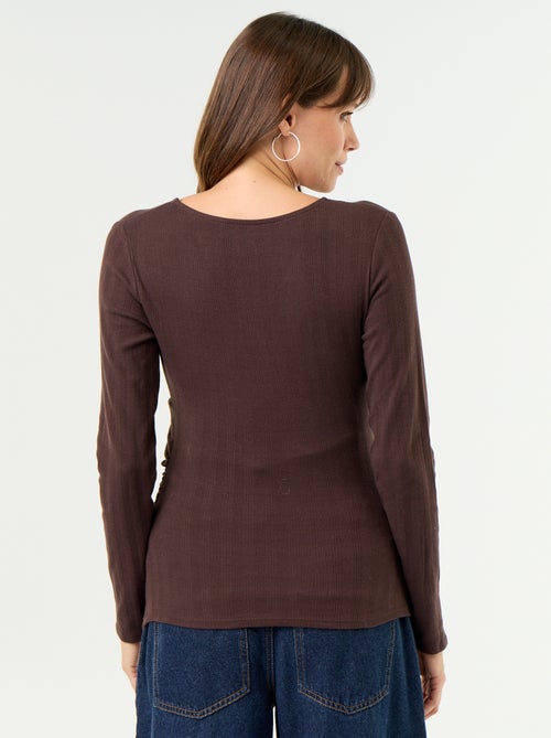 Tee-shirt d'allaitement col cache-coeur - Kiabi