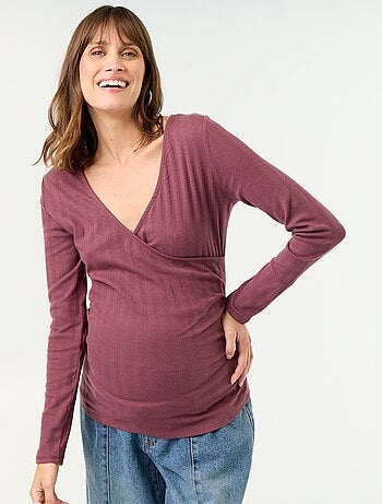 Tee-shirt d'allaitement col cache-coeur