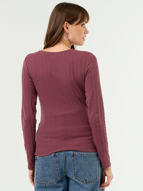 Tee-shirt d'allaitement col cache-coeur - Kiabi