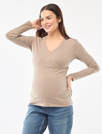 Tee-shirt d'allaitement côtelé