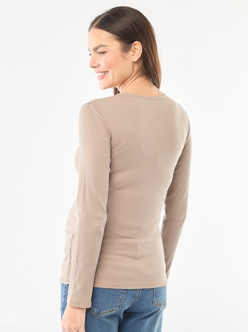 Tee-shirt d'allaitement côtelé - Kiabi