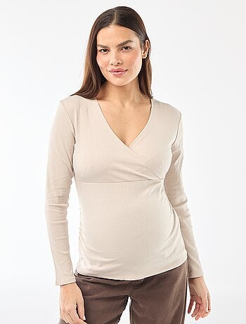 Tee-shirt d'allaitement côtelé