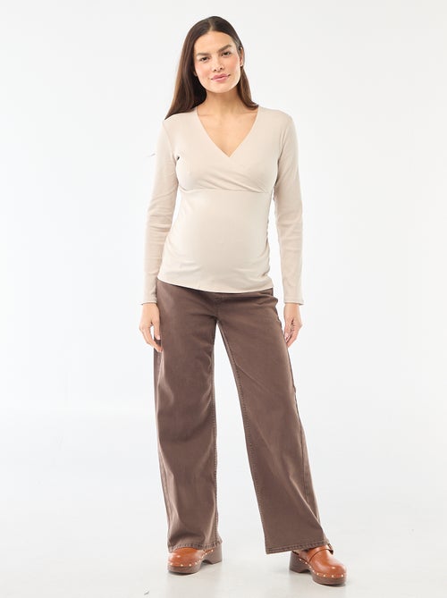 Tee-shirt d'allaitement côtelé - Kiabi