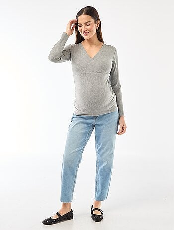 Tee-shirt d'allaitement côtelé