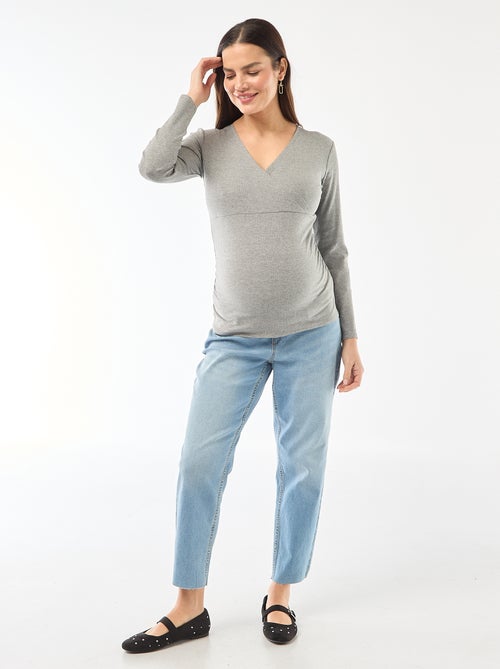 Tee-shirt d'allaitement côtelé - Kiabi