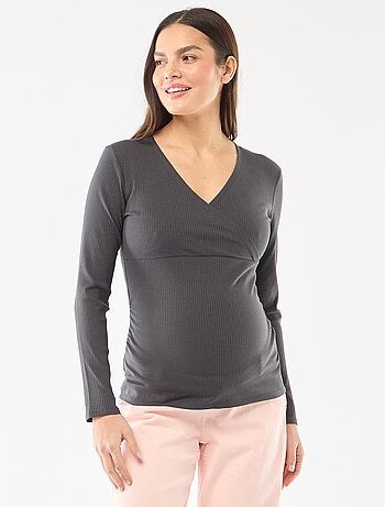 Tee-shirt d'allaitement côtelé