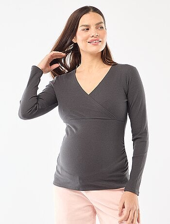 Tee-shirt d'allaitement côtelé