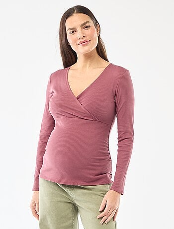 Tee-shirt d'allaitement côtelé