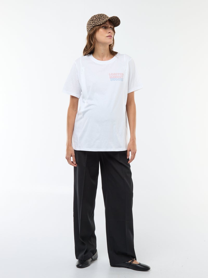 Tee-shirt d'allaitement imprimé à manches courtes Blanc - Kiabi