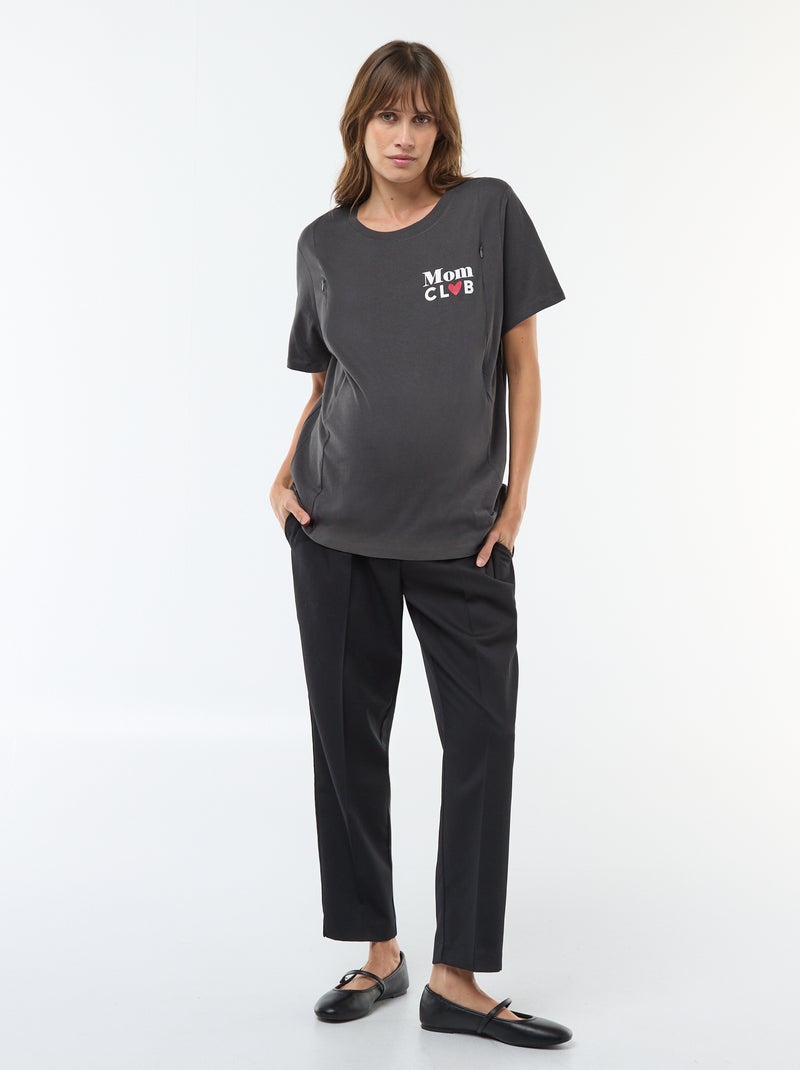 Tee-shirt d'allaitement imprimé à manches courtes Noir - Kiabi