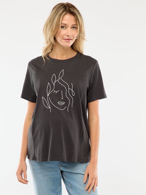 Tee-shirt d'allaitement imprimé à manches courtes - Kiabi