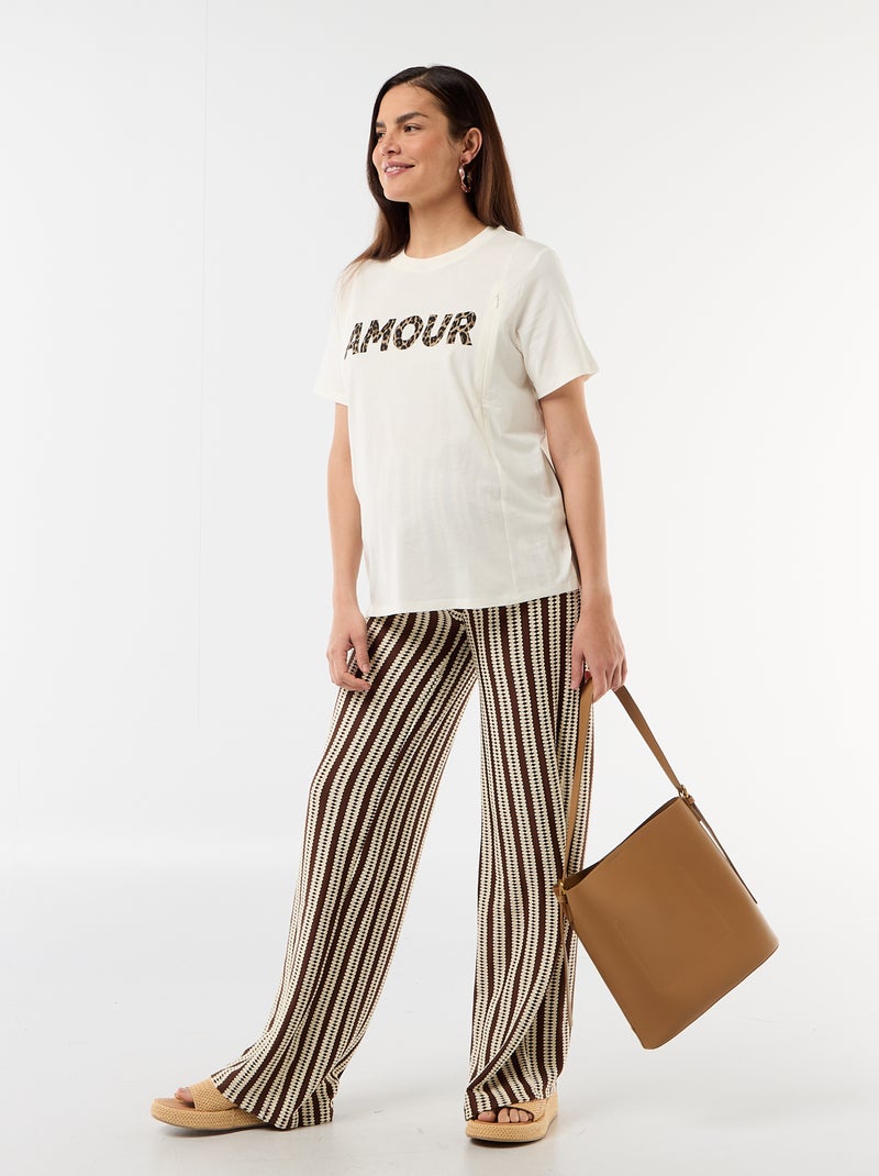 Tee-shirt d'allaitement imprimé Blanc - Kiabi