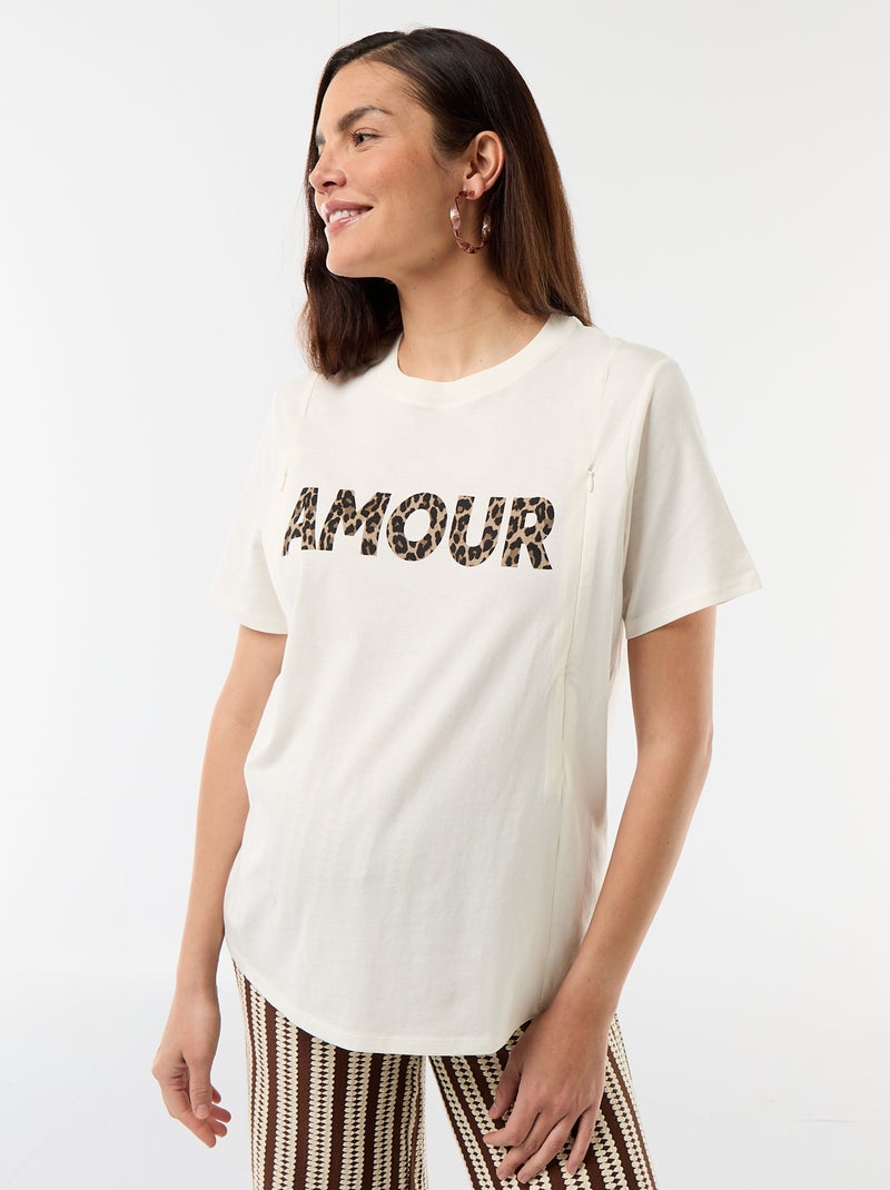 Tee-shirt d'allaitement imprimé Blanc - Kiabi