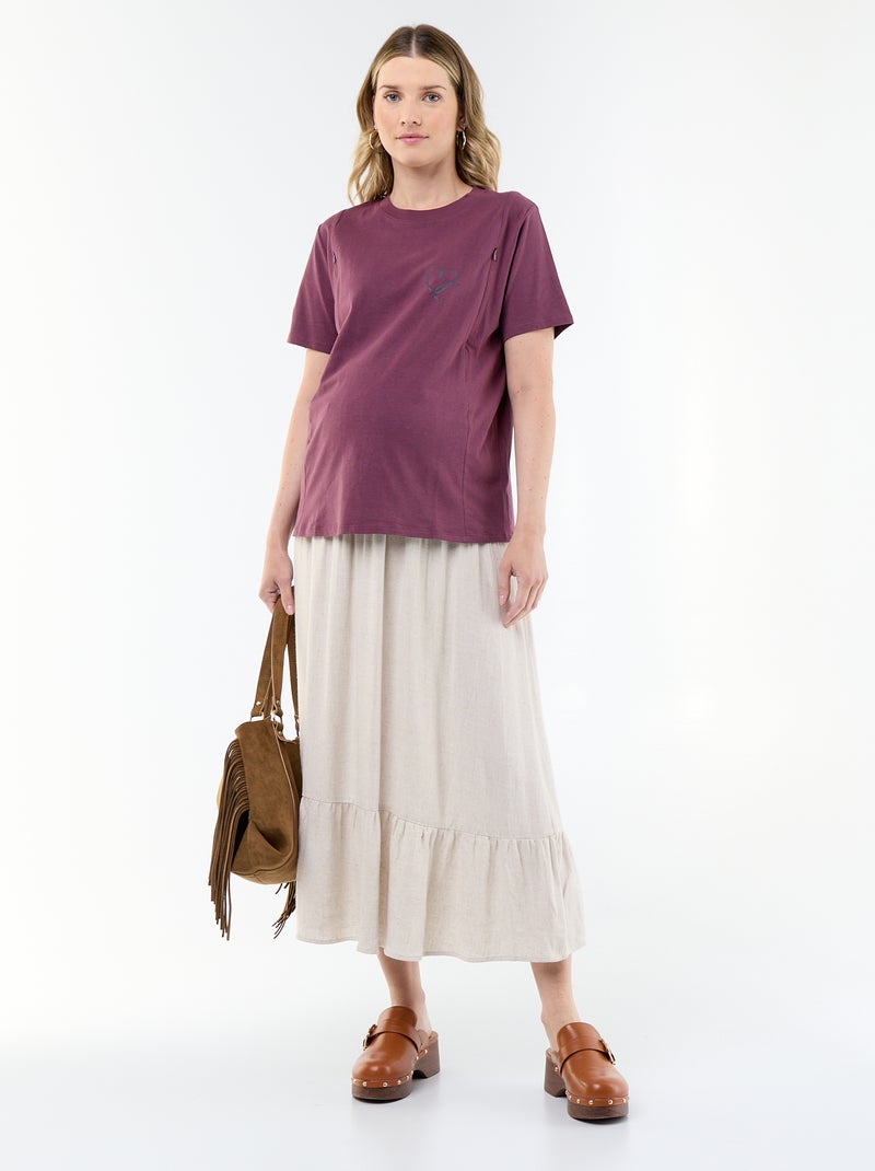 Tee-shirt d'allaitement imprimé Marron - Kiabi