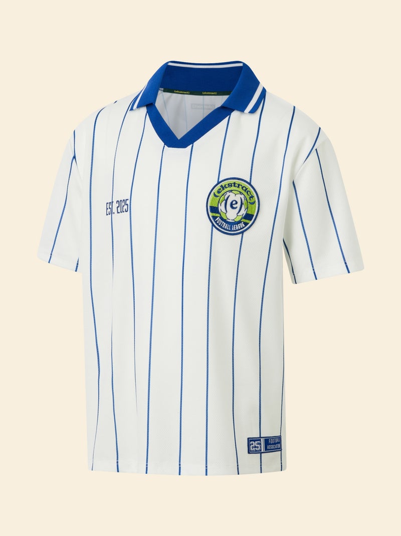 Tee-shirt de foot rayé à manches courtes Blanc - Kiabi