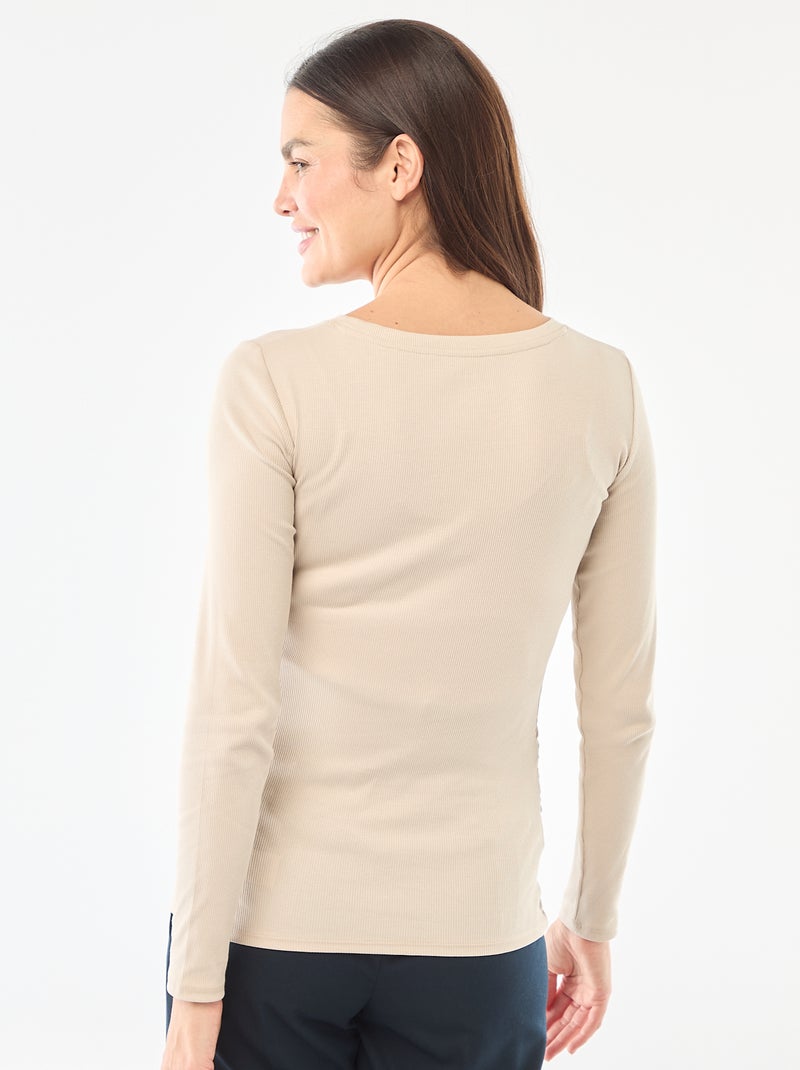 Tee-shirt de maternité côtelé Gris - Kiabi