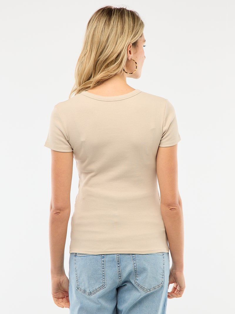 Tee-shirt de maternité côtelé Gris - Kiabi
