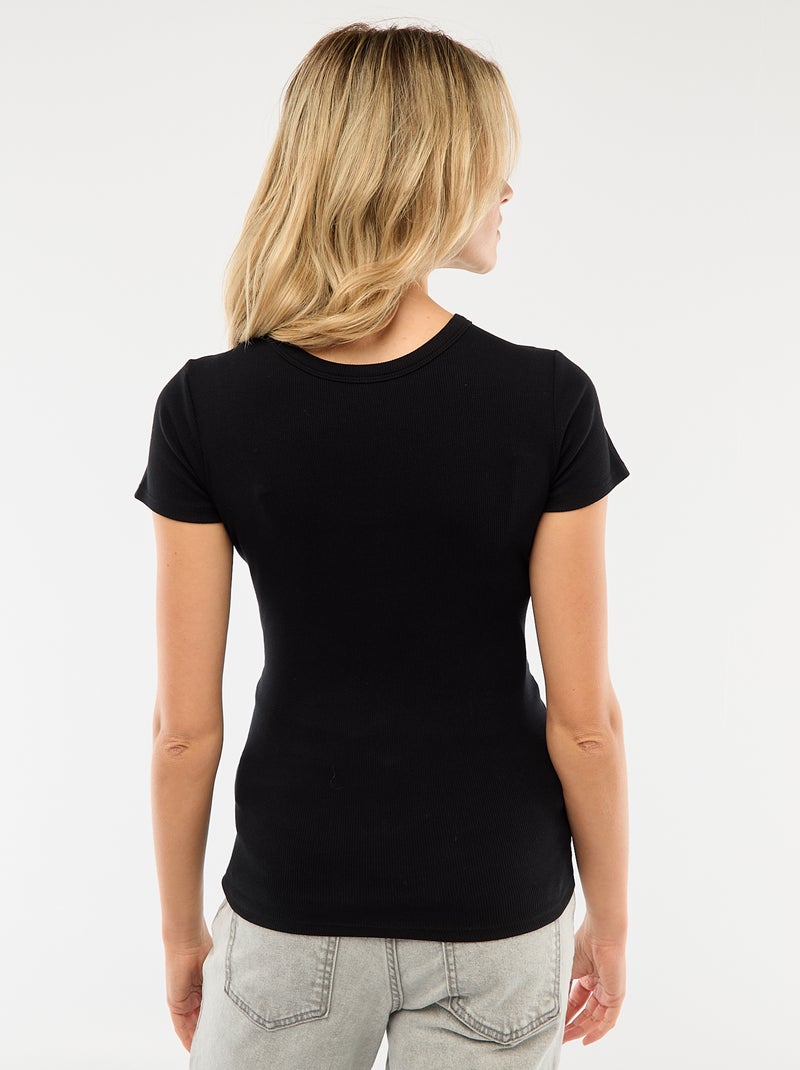 Tee-shirt de maternité côtelé Noir - Kiabi