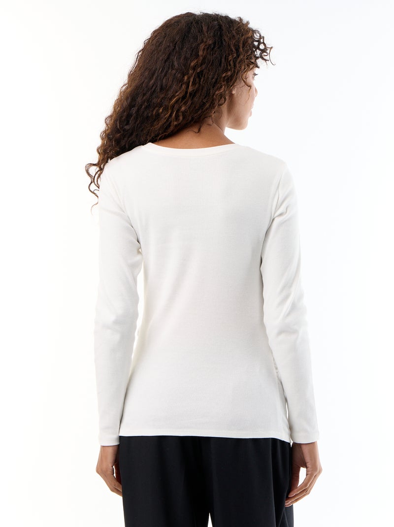 Tee-shirt de maternité en rib Blanc - Kiabi
