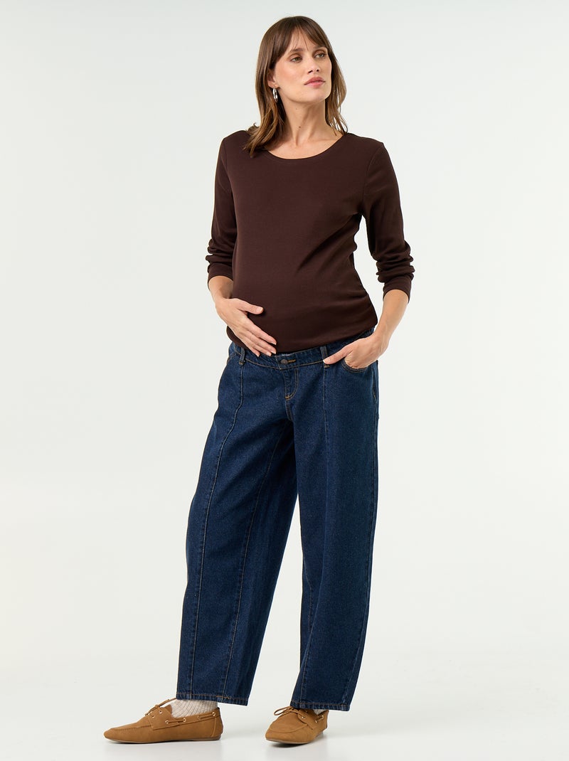 Tee-shirt de maternité en rib Marron - Kiabi